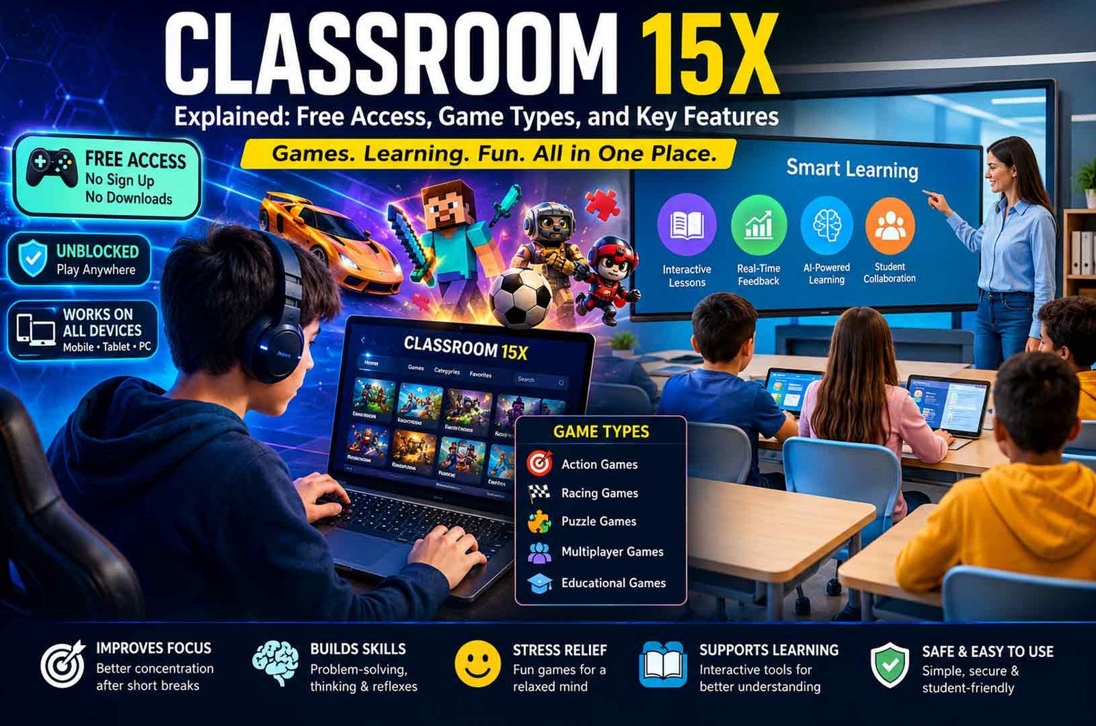 Classroom 15X Explained: Free Access, Game Types, and Key Features