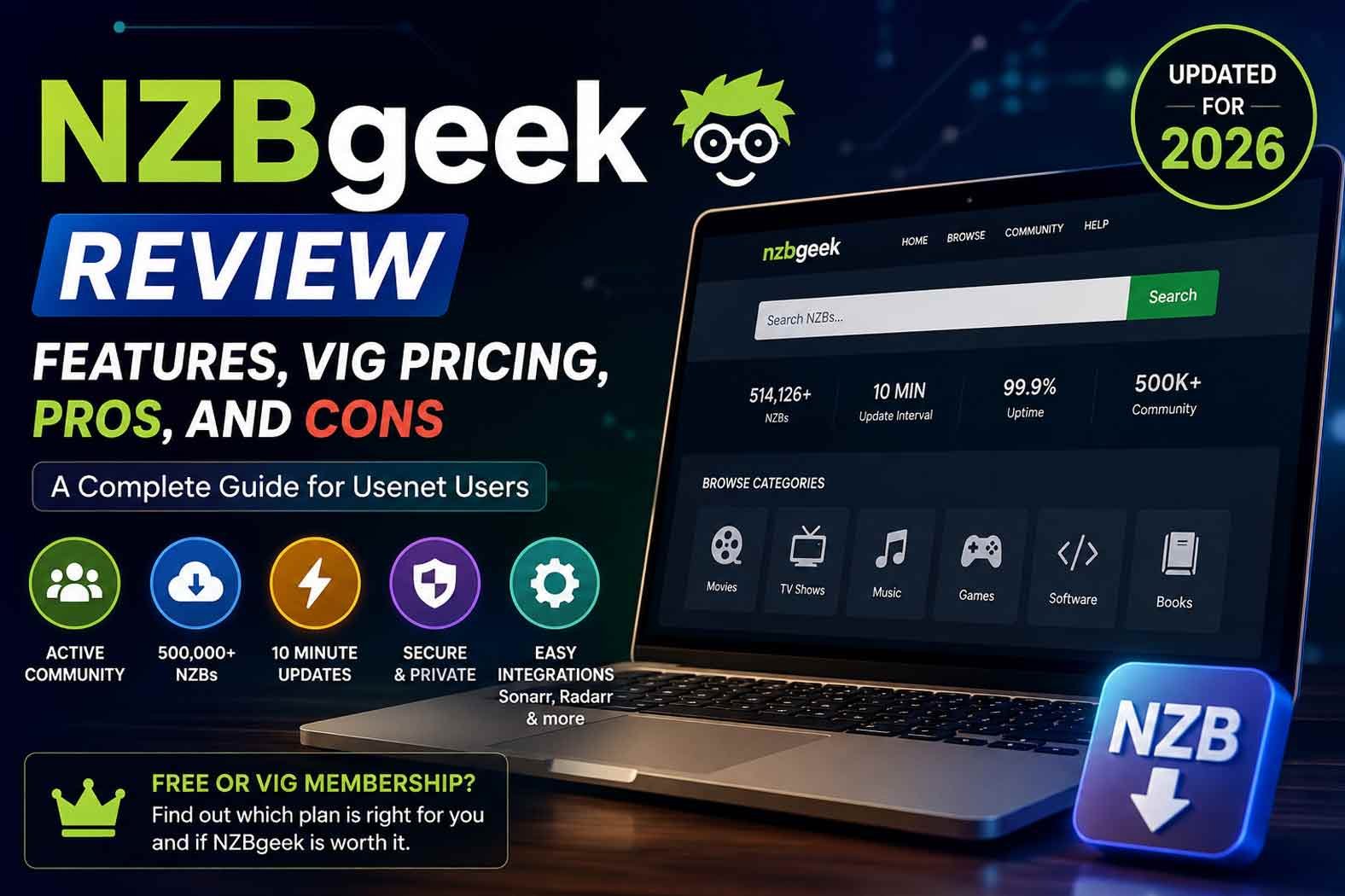 NZBgeek Review: Features, VIG Pricing, Pros, and Cons